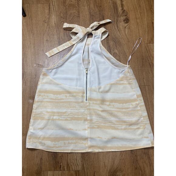 Love 21 Women’s Halter Sleeveless Top Orange And Beige Zipper Sheer Size Large - Picture 2 of 4